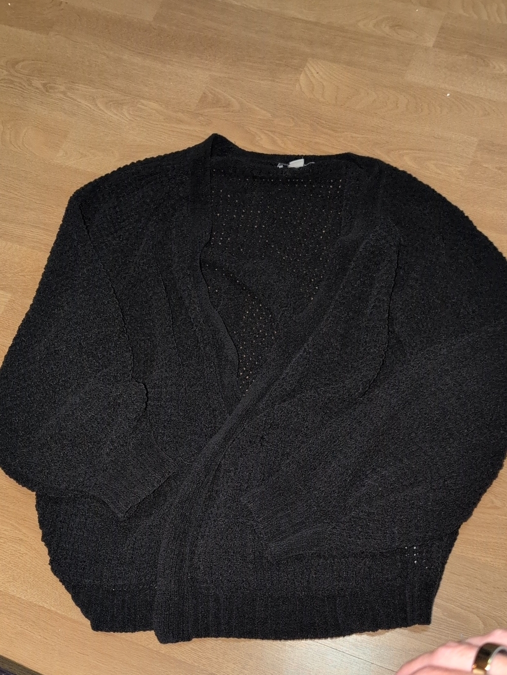 American Eagle Outfitters Black Open-Front Knit Cardigan
